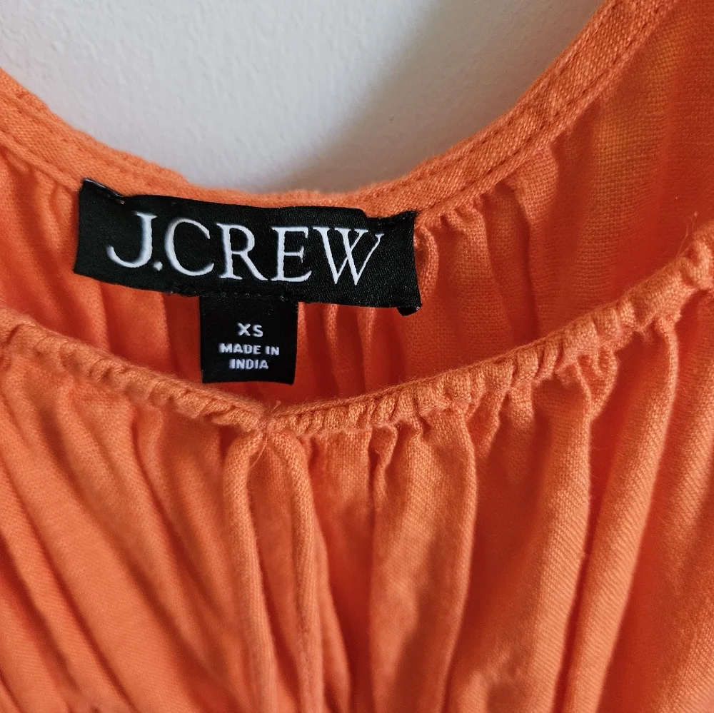 J. Crew Dress Linen Bright Orange Maxi